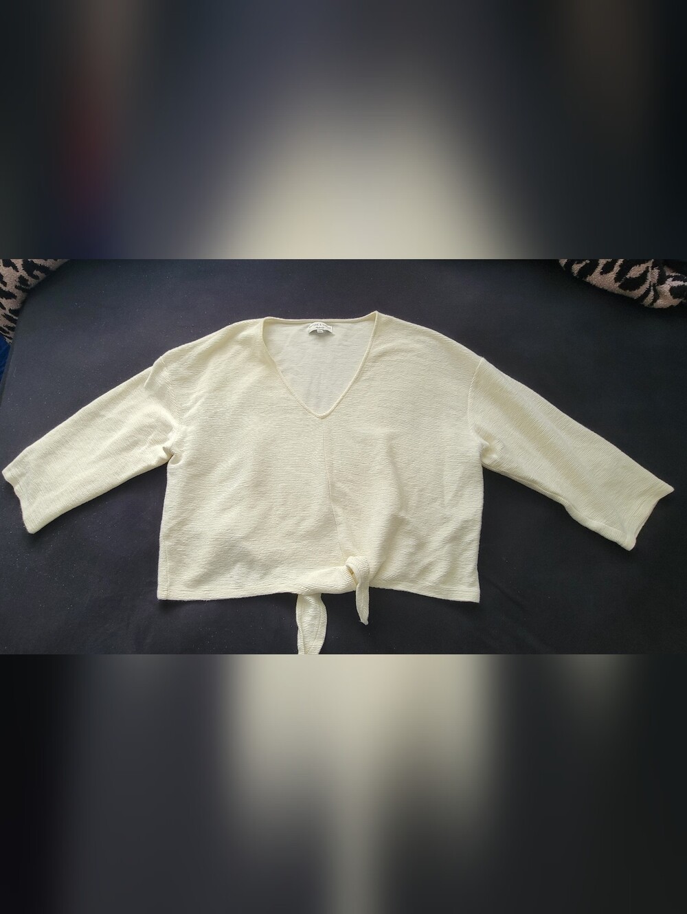 Madewell Off White V-Neck Tie-Front Knit Pullover
